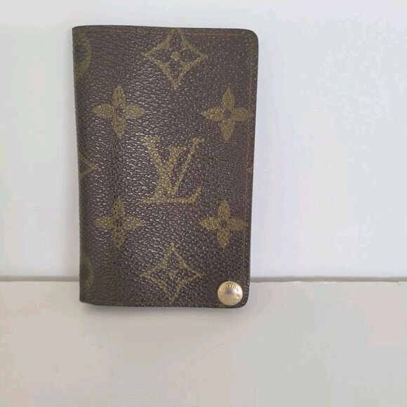 Louis Vuitton LV Mini Brown Folding Monogram Leather Card Wallet Small Damaged - Picture 1 of 10
